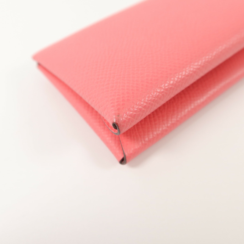 HERMES Epsom皮革Calvi Duo卡片套Rose Azalee-13