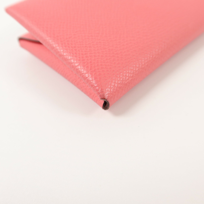HERMES Epsom皮革Calvi Duo卡片套Rose Azalee-14