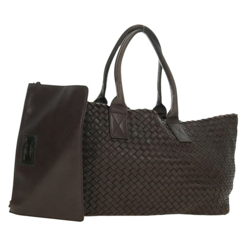 BOTTEGA VENETA INTRECCIATO Cabas 中型手袋皮革棕色 115664 正品 am11571V