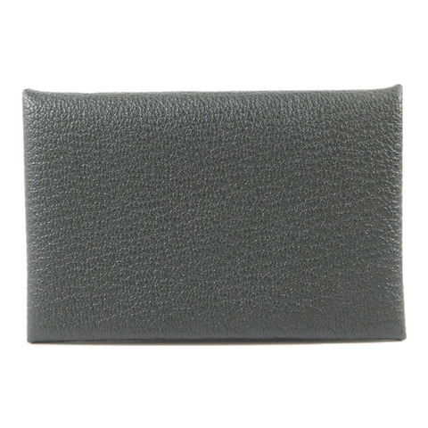 HERMES Chevre皮革Calvi Card Case卡片套Noir/Mauve Sylvestre