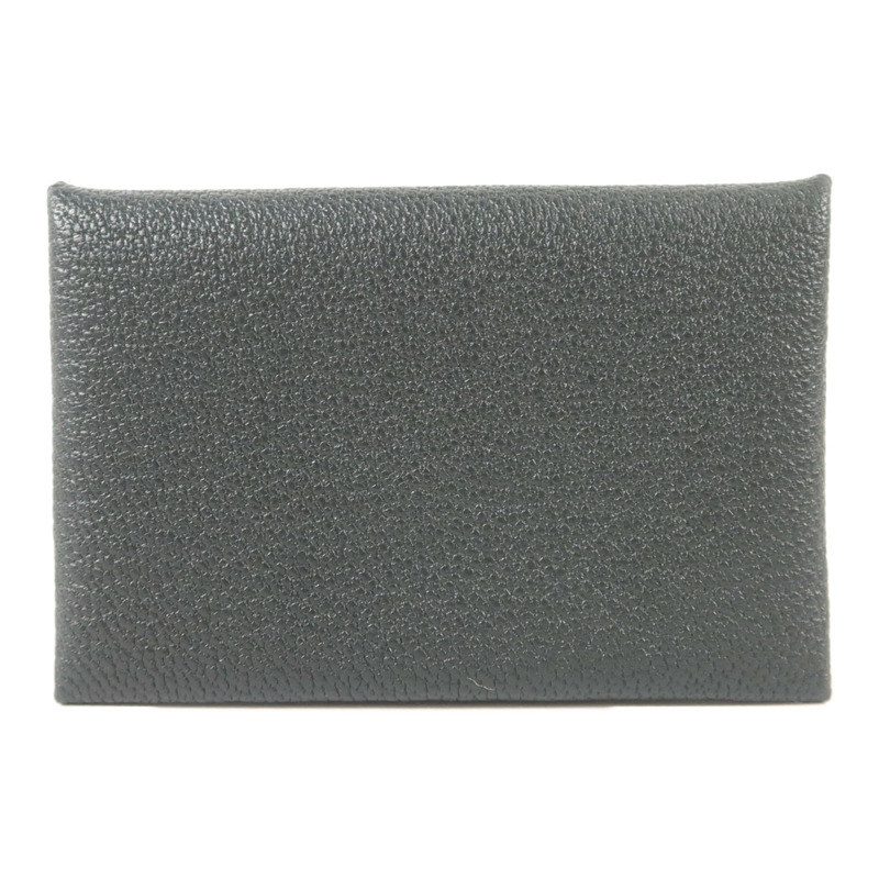 HERMES Chevre皮革Calvi Card Case卡片套Noir/Mauve Sylvestre-1