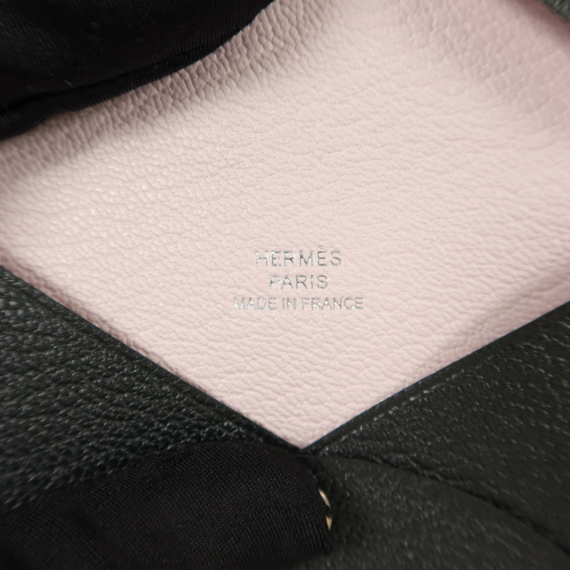 HERMES Chevre皮革Calvi Card Case卡片套Noir/Mauve Sylvestre-6