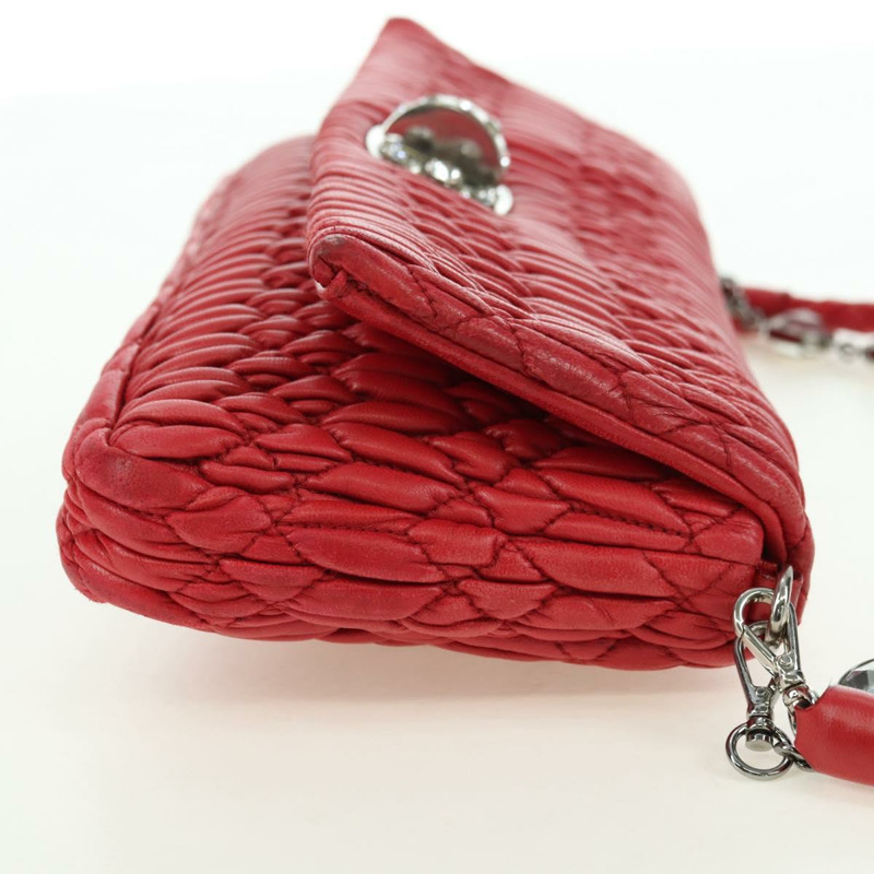 【日本直送】Miu Miu Matelasse 鏈條單肩包 皮革 紅色 銀色 正品 179306M-3