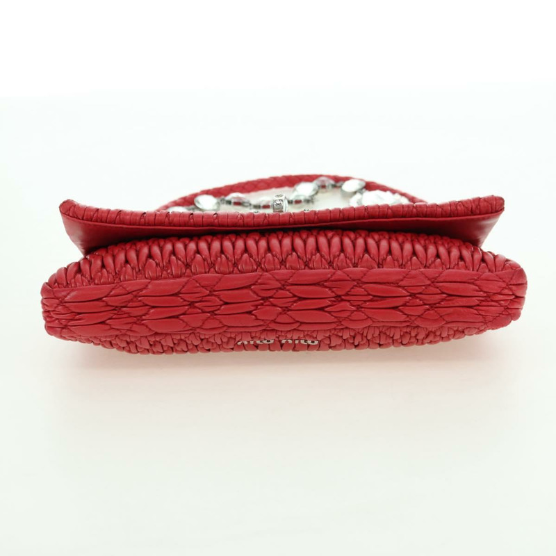 【日本直送】Miu Miu Matelasse 鏈條單肩包 皮革 紅色 銀色 正品 179306M-4
