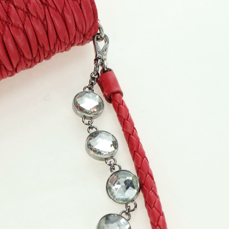 【日本直送】Miu Miu Matelasse 鏈條單肩包 皮革 紅色 銀色 正品 179306M-15