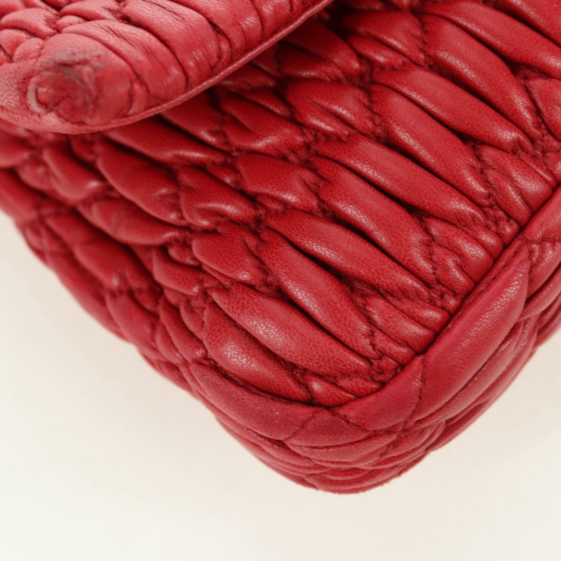 【日本直送】Miu Miu Matelasse 鏈條單肩包 皮革 紅色 銀色 正品 179306M-17