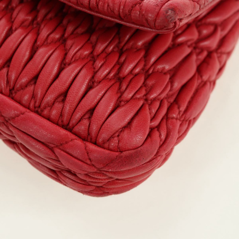 【日本直送】Miu Miu Matelasse 鏈條單肩包 皮革 紅色 銀色 正品 179306M-18