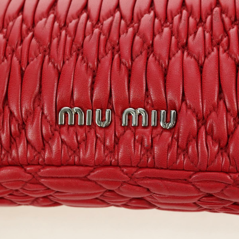 【日本直送】Miu Miu Matelasse 鏈條單肩包 皮革 紅色 銀色 正品 179306M-21