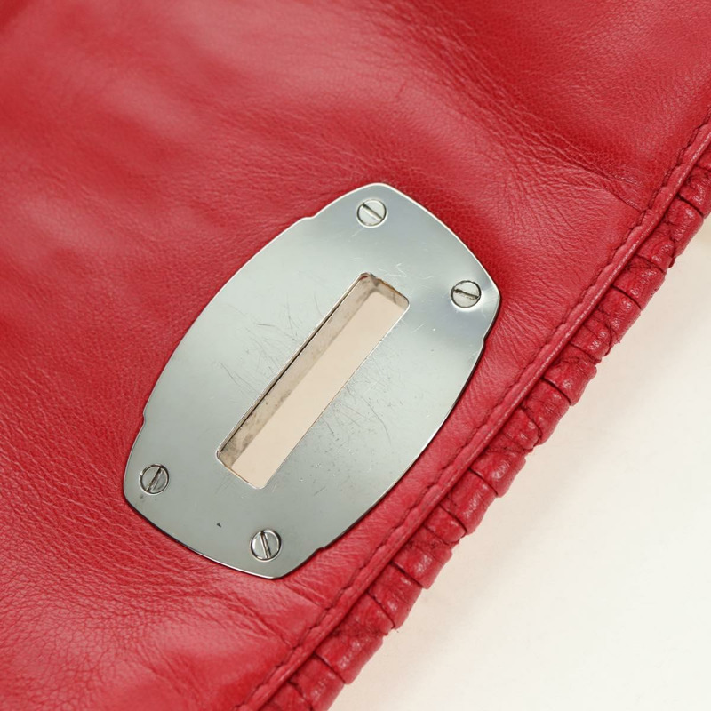 【日本直送】Miu Miu Matelasse 鏈條單肩包 皮革 紅色 銀色 正品 179306M-23