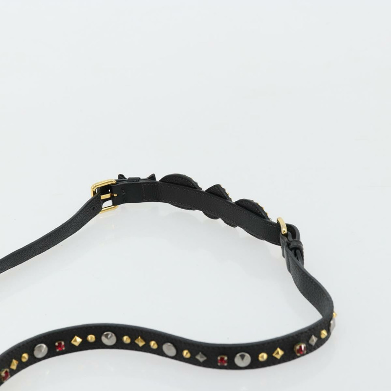【日本直送】Miu Miu 黑色金色皮革肩背包，正品編號 179629A-7