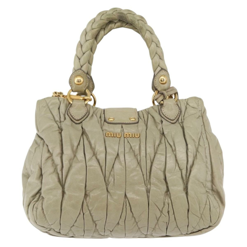 【日本直送】Miu Miu Matelasse 手提包 皮革 2way 米色 金 正品 178734A-1
