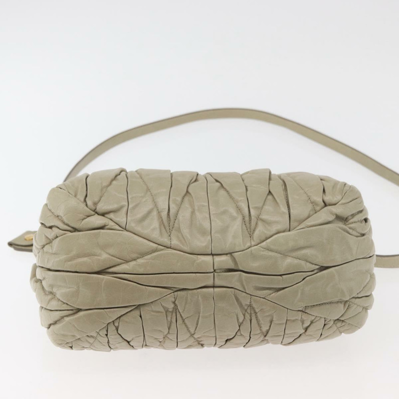 【日本直送】Miu Miu Matelasse 手提包 皮革 2way 米色 金 正品 178734A-4