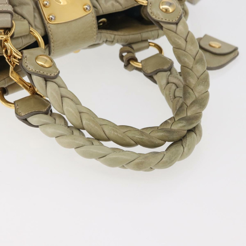 【日本直送】Miu Miu Matelasse 手提包 皮革 2way 米色 金 正品 178734A-6