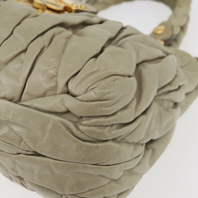 【日本直送】Miu Miu Matelasse 手提包 皮革 2way 米色 金 正品 178734A-15