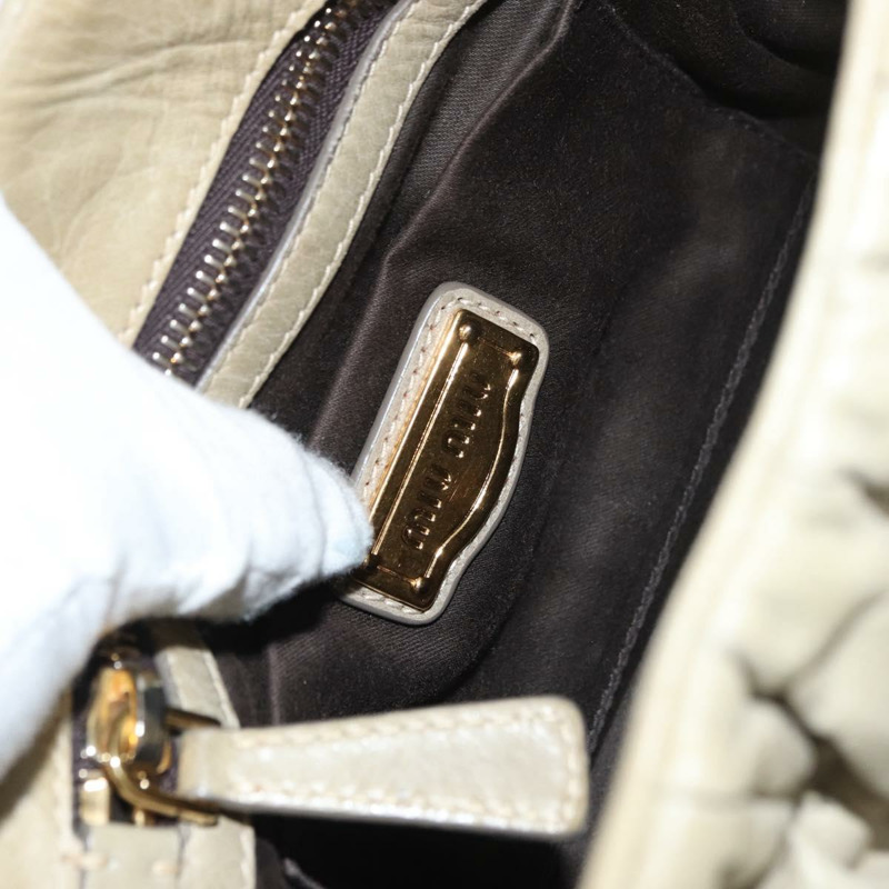 【日本直送】Miu Miu Matelasse 手提包 皮革 2way 米色 金 正品 178734A-20