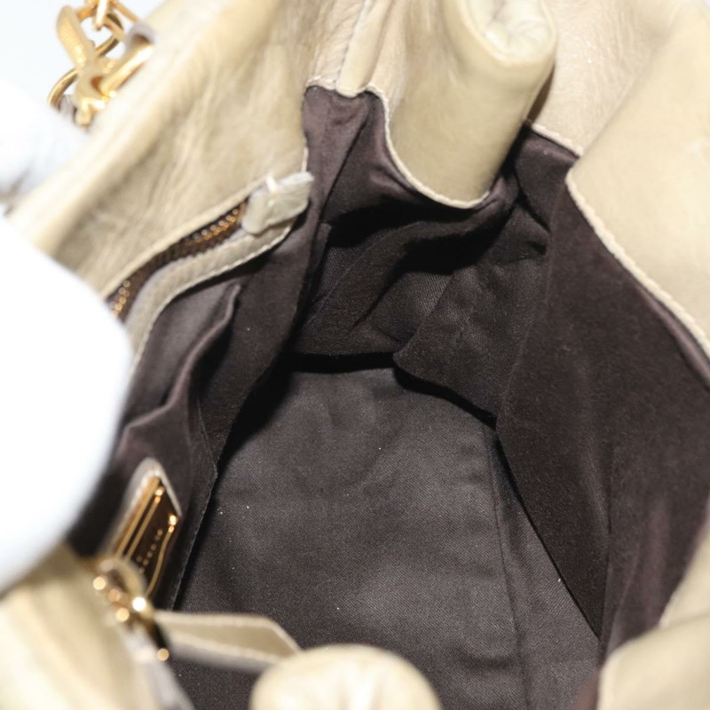 【日本直送】Miu Miu Matelasse 手提包 皮革 2way 米色 金 正品 178734A-21