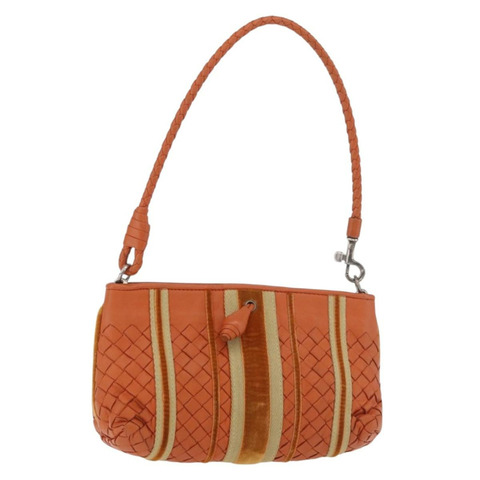 BOTTEGA VENETA INTRECCIATO 肩背包 皮革 橘色 銀色 正品 179382A