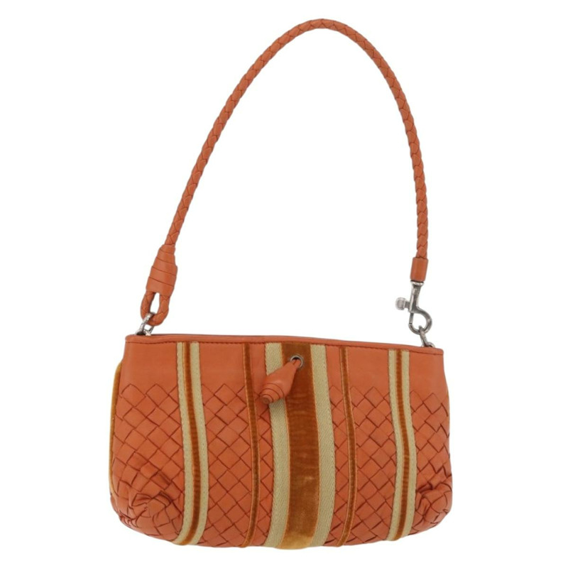 【日本直送】BOTTEGA VENETA INTRECCIATO 肩背包 皮革 橘色 銀色 正品 179382A-0