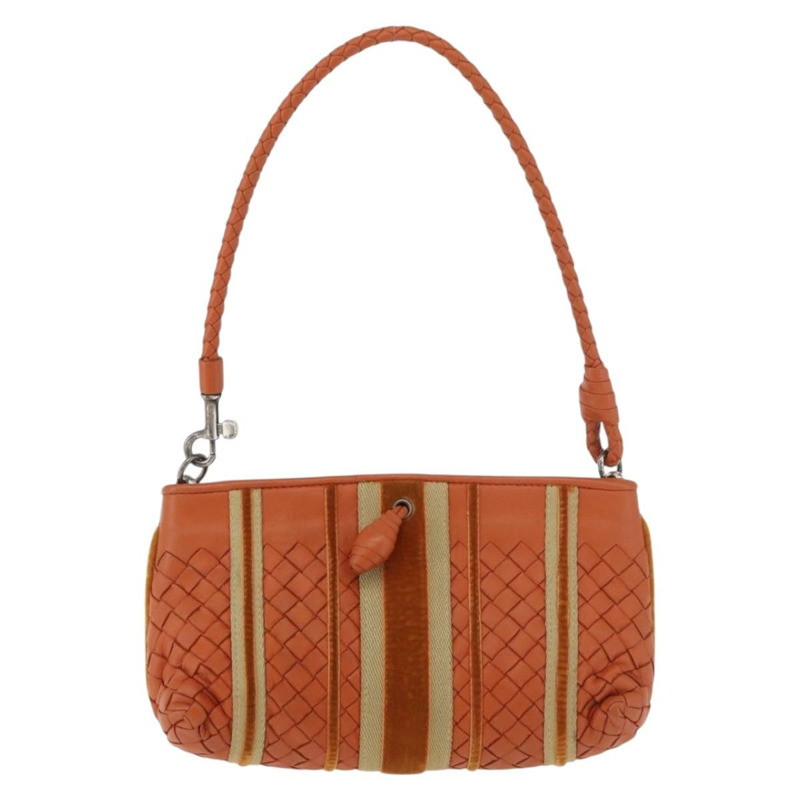 【日本直送】BOTTEGA VENETA INTRECCIATO 肩背包 皮革 橘色 銀色 正品 179382A-1