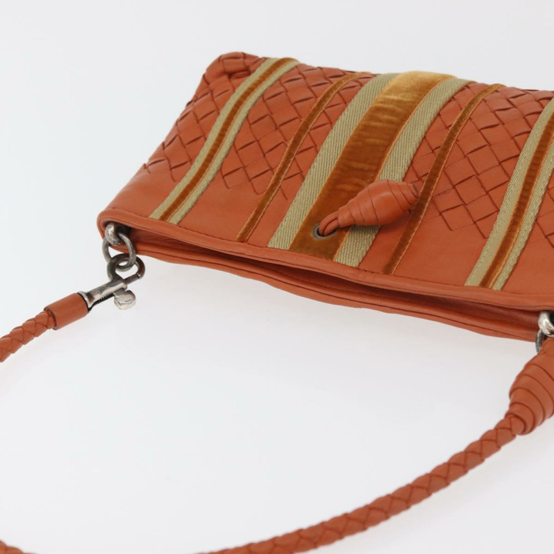 【日本直送】BOTTEGA VENETA INTRECCIATO 肩背包 皮革 橘色 銀色 正品 179382A-5