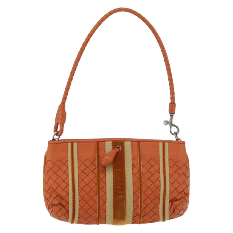 【日本直送】BOTTEGA VENETA INTRECCIATO 肩背包 皮革 橘色 銀色 正品 179382A-12