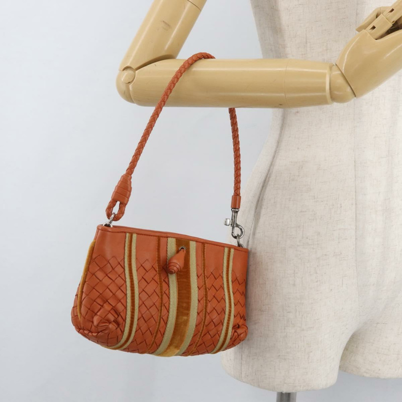 【日本直送】BOTTEGA VENETA INTRECCIATO 肩背包 皮革 橘色 銀色 正品 179382A-20