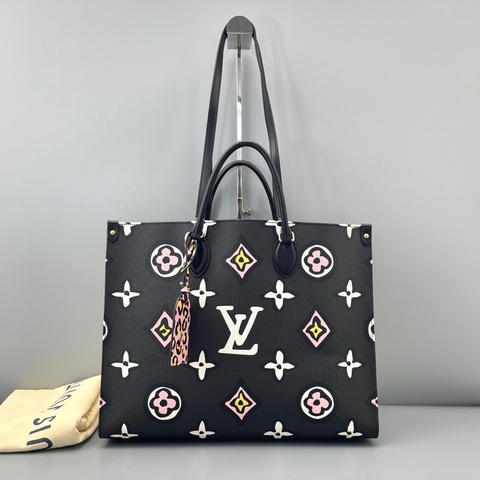 🆕98新 二手LV 路易威登Onthego 大號手提包托特包單肩包黑拼白 芯片款❤️正品保障