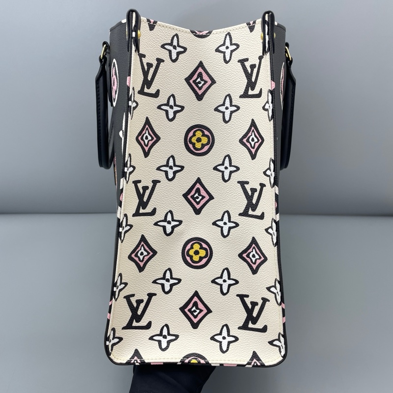 🆕98新 二手LV 路易威登Onthego 大號手提包托特包單肩包黑拼白 芯片款❤️正品保障-3