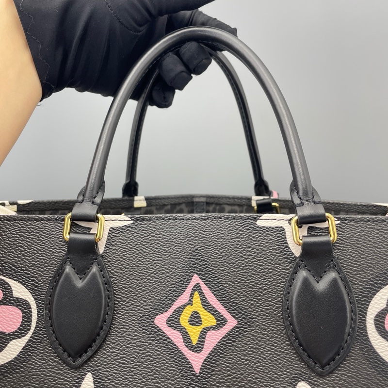 🆕98新 二手LV 路易威登Onthego 大號手提包托特包單肩包黑拼白 芯片款❤️正品保障-6