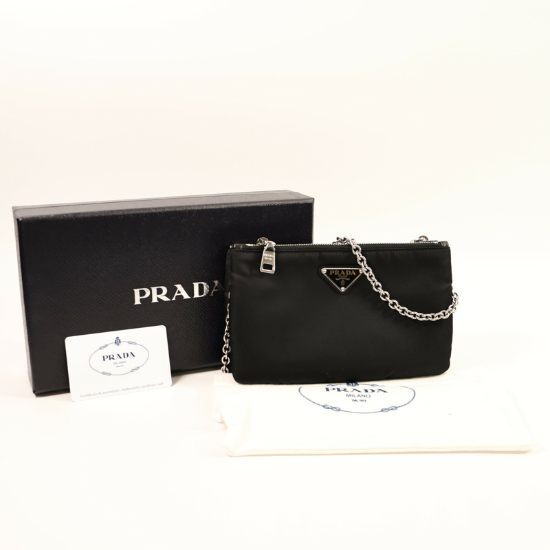 PRADA 尼龍Tessuto Pocket鏈帶肩背袋-10