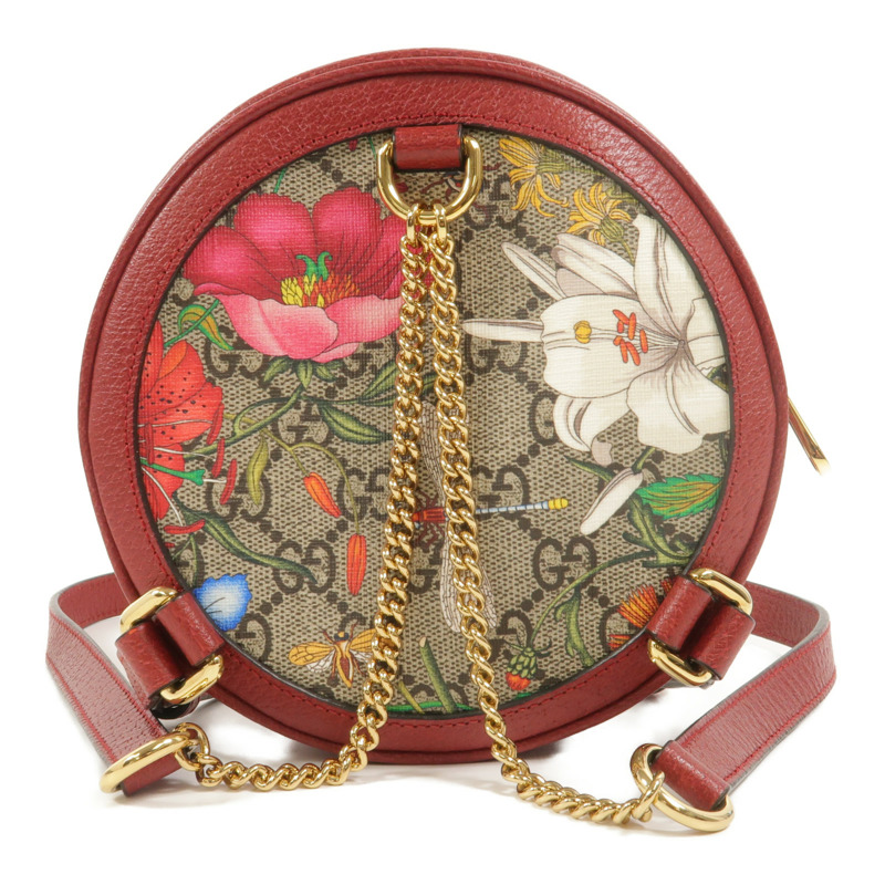 GUCCI 塗層帆布Ophidia Flora Round Backpack背包-1