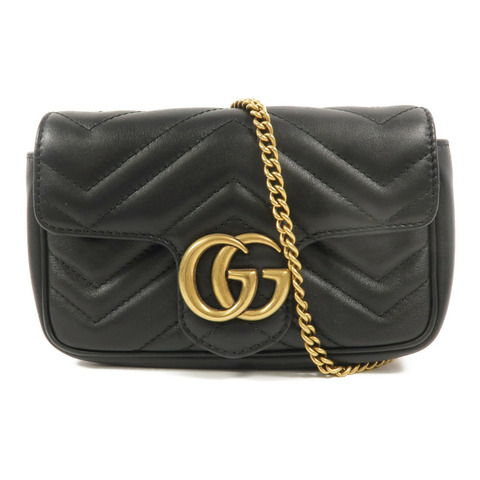 GUCCI 牛皮皮革GG Marmont Super Mini鏈帶肩背袋