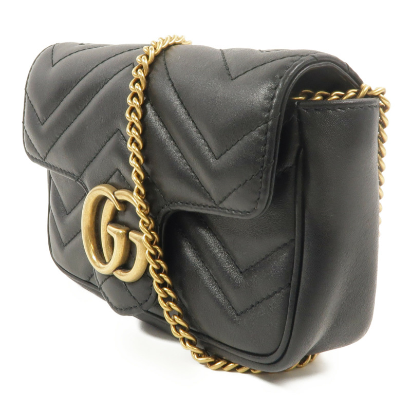 GUCCI 牛皮皮革GG Marmont Super Mini鏈帶肩背袋-2
