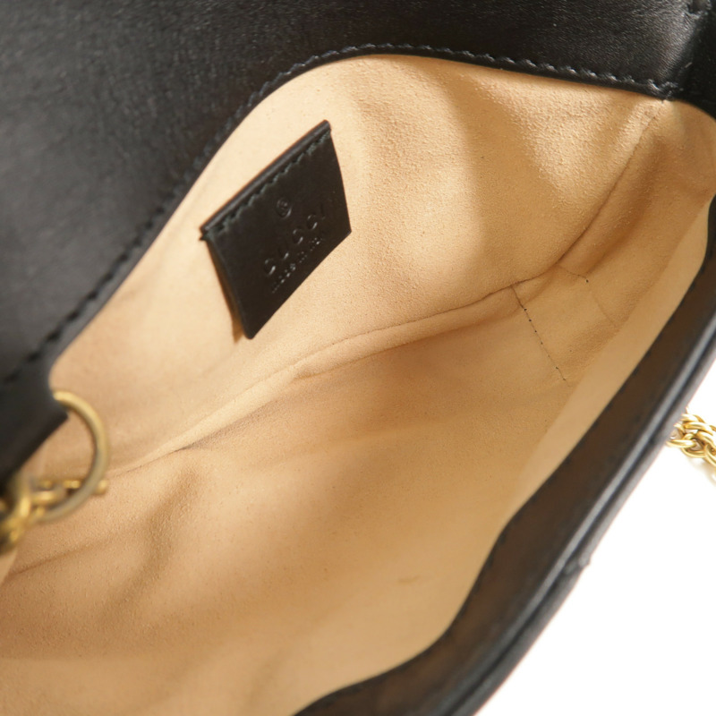 GUCCI 牛皮皮革GG Marmont Super Mini鏈帶肩背袋-4