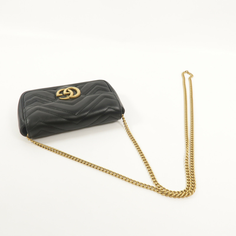 GUCCI 牛皮皮革GG Marmont Super Mini鏈帶肩背袋-7