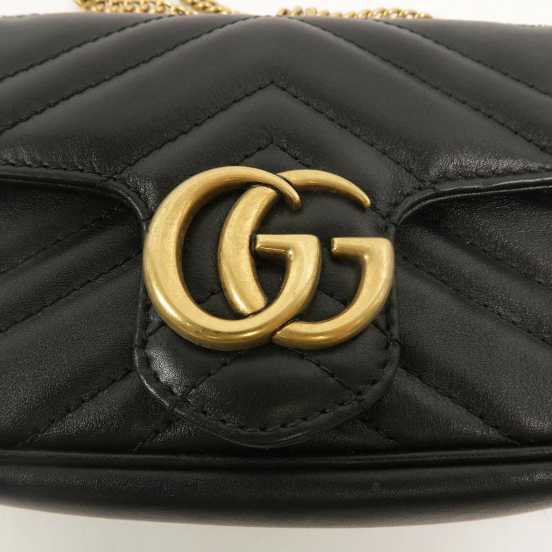 GUCCI 牛皮皮革GG Marmont Super Mini鏈帶肩背袋-8