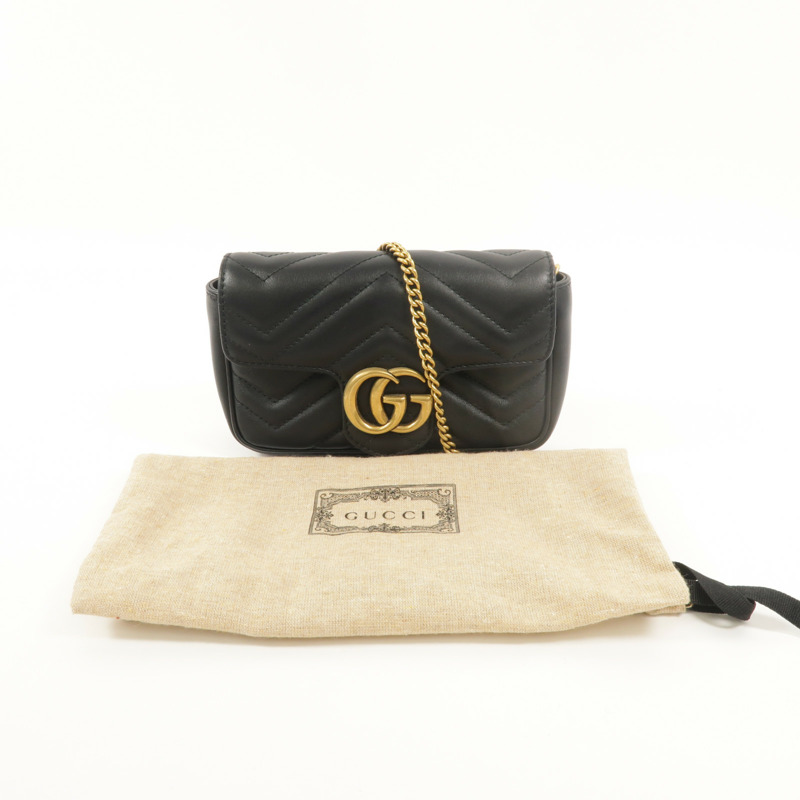 GUCCI 牛皮皮革GG Marmont Super Mini鏈帶肩背袋-9