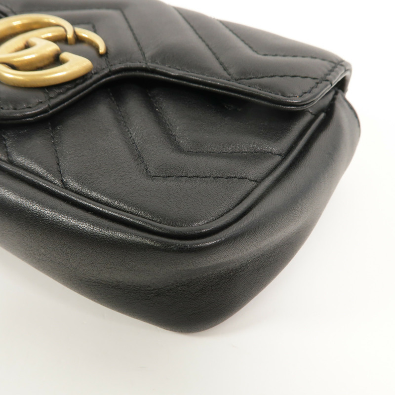 GUCCI 牛皮皮革GG Marmont Super Mini鏈帶肩背袋-10