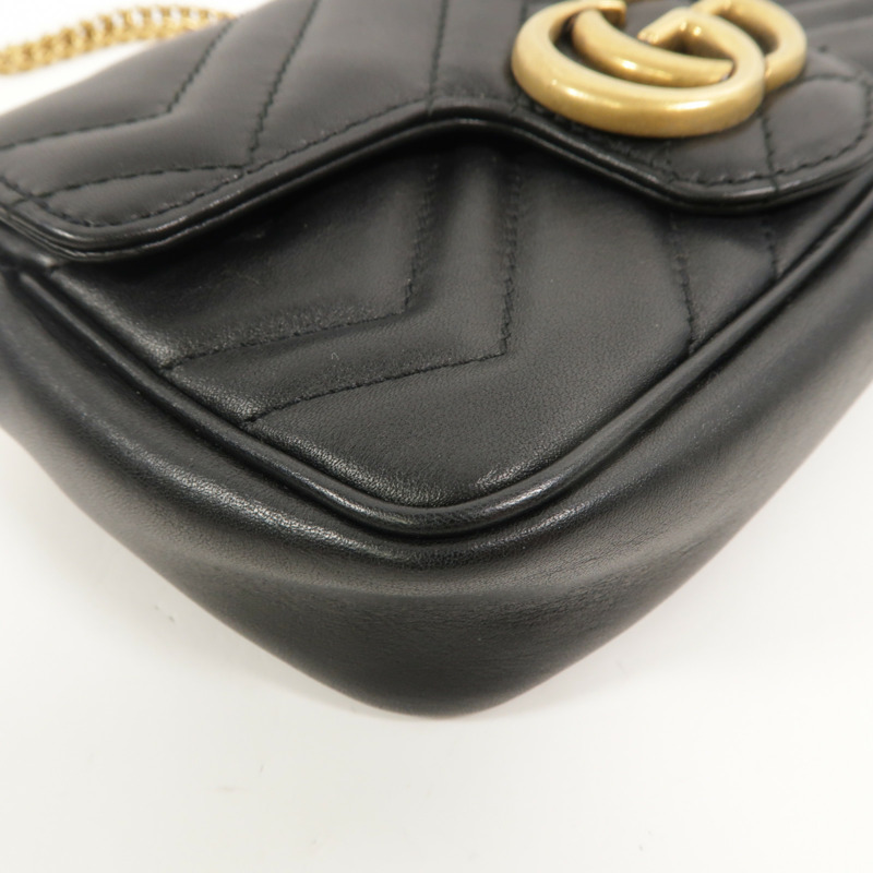 GUCCI 牛皮皮革GG Marmont Super Mini鏈帶肩背袋-11