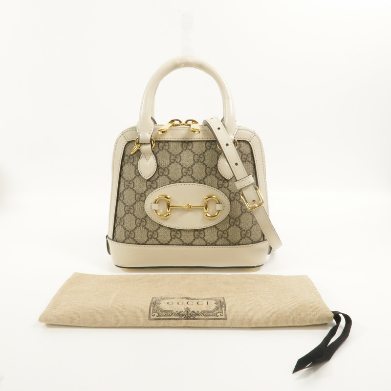GUCCI 塗層帆布Horsebit 1955 Mini Top Handle Bag手挽肩背兩用袋-10