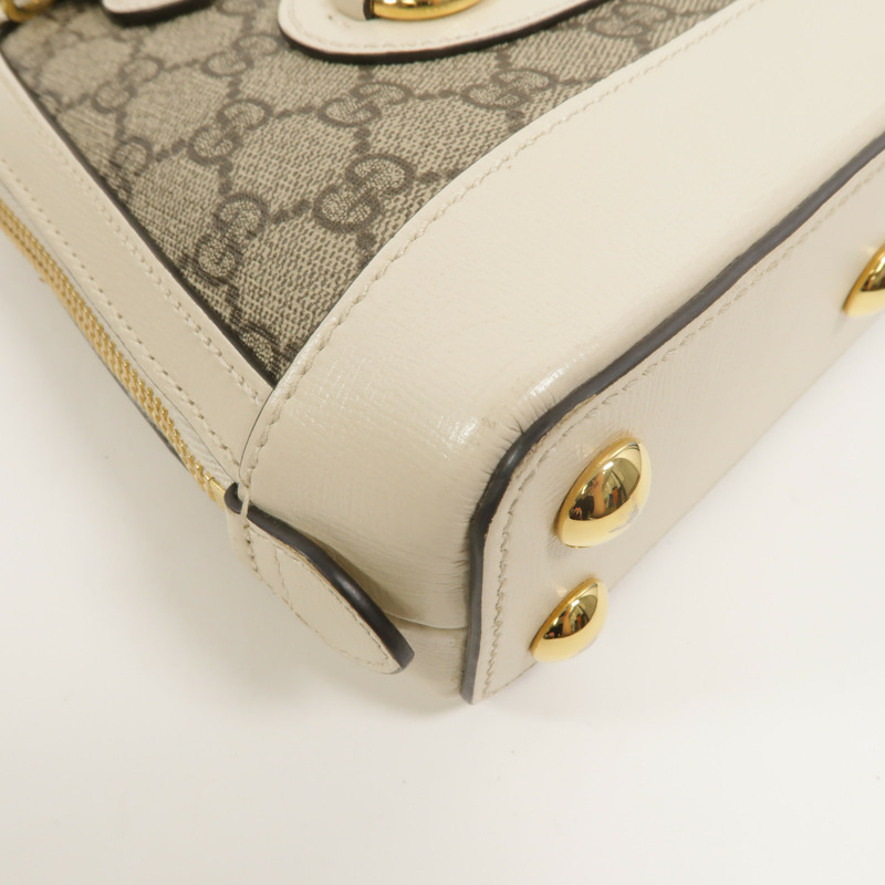 GUCCI 塗層帆布Horsebit 1955 Mini Top Handle Bag手挽肩背兩用袋-11