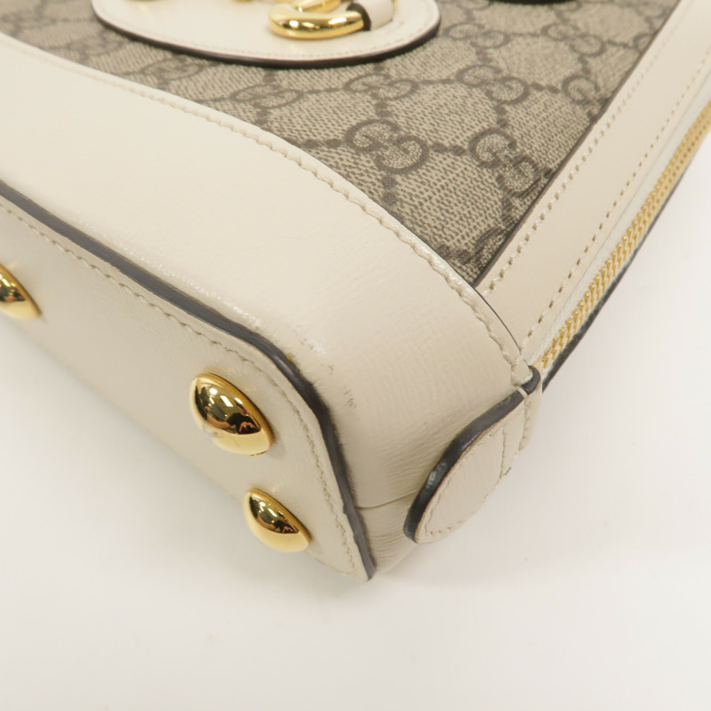 GUCCI 塗層帆布Horsebit 1955 Mini Top Handle Bag手挽肩背兩用袋-12