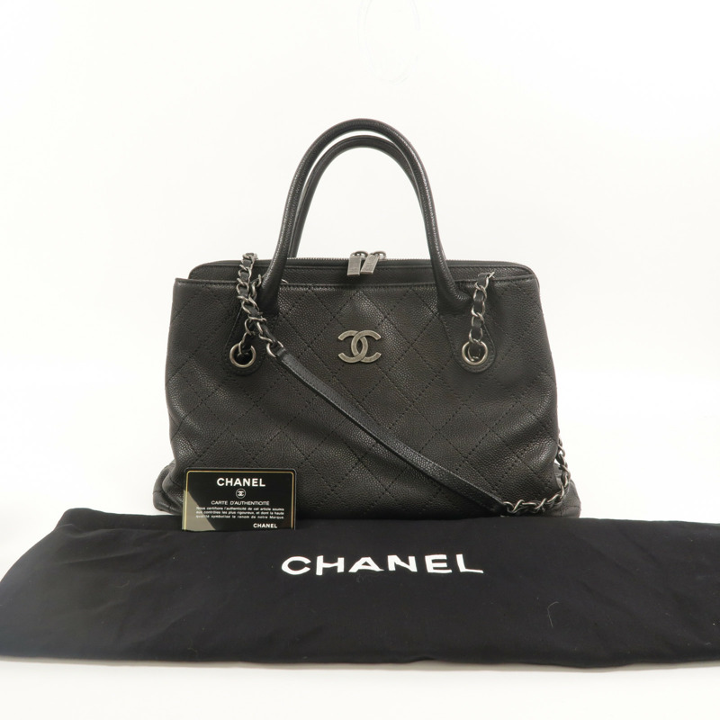 CHANEL 牛皮皮革Chain Shoulder手挽肩背兩用袋-10