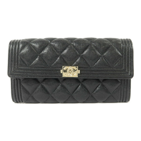 CHANEL 牛皮皮革Boy Long Wallet長錢包