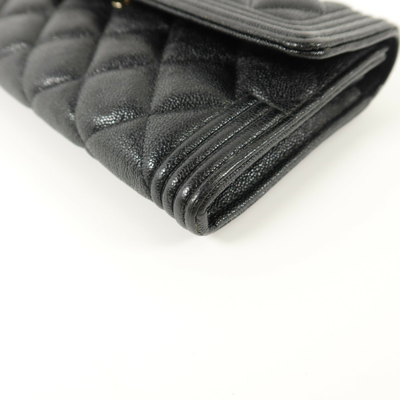 CHANEL 牛皮皮革Boy Long Wallet長錢包-9