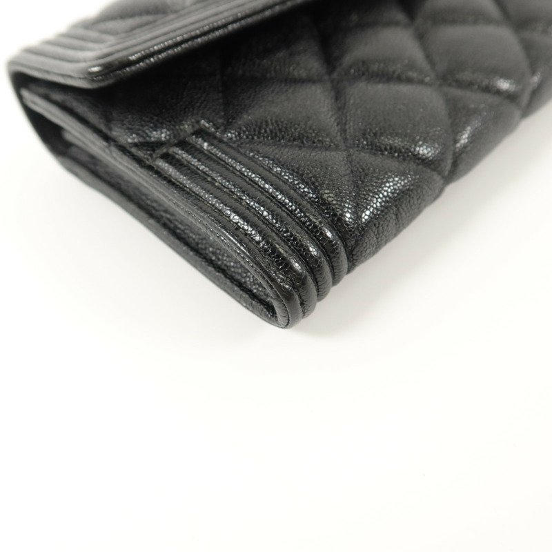 CHANEL 牛皮皮革Boy Long Wallet長錢包-10