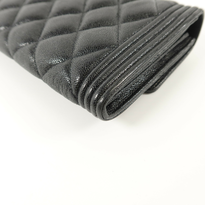 CHANEL 牛皮皮革Boy Long Wallet長錢包-11