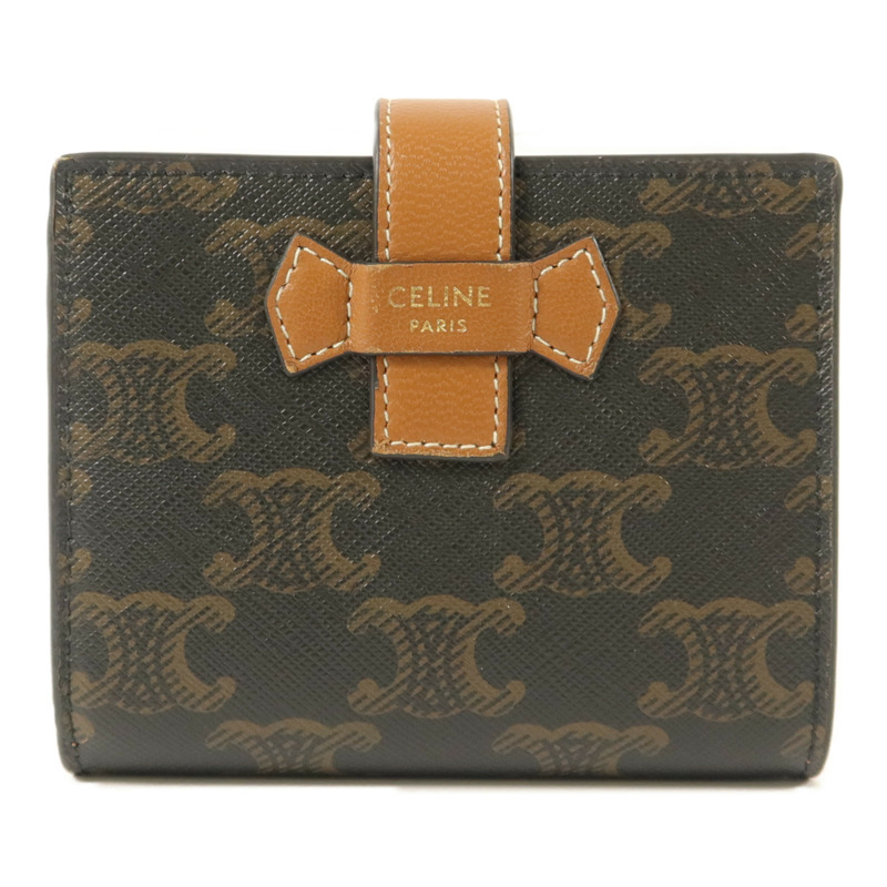 CELINE 塗層帆布Small Strap Triomphe Wallet錢包-1