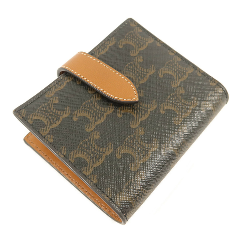 CELINE 塗層帆布Small Strap Triomphe Wallet錢包-2