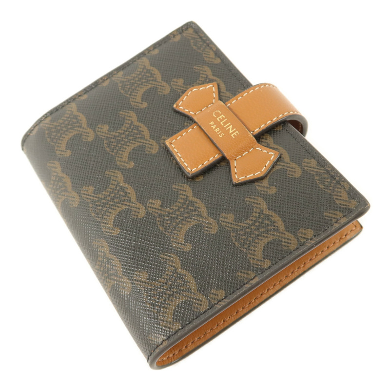 CELINE 塗層帆布Small Strap Triomphe Wallet錢包-3